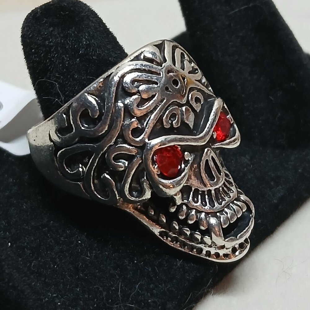 NWOT Fashion Jewelry Silver Tone Skull Men's Ring Size 10 #12